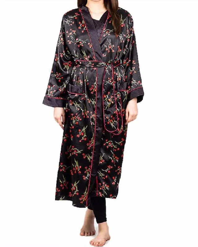 Black Printed Night Gown Hoodie pajama sets