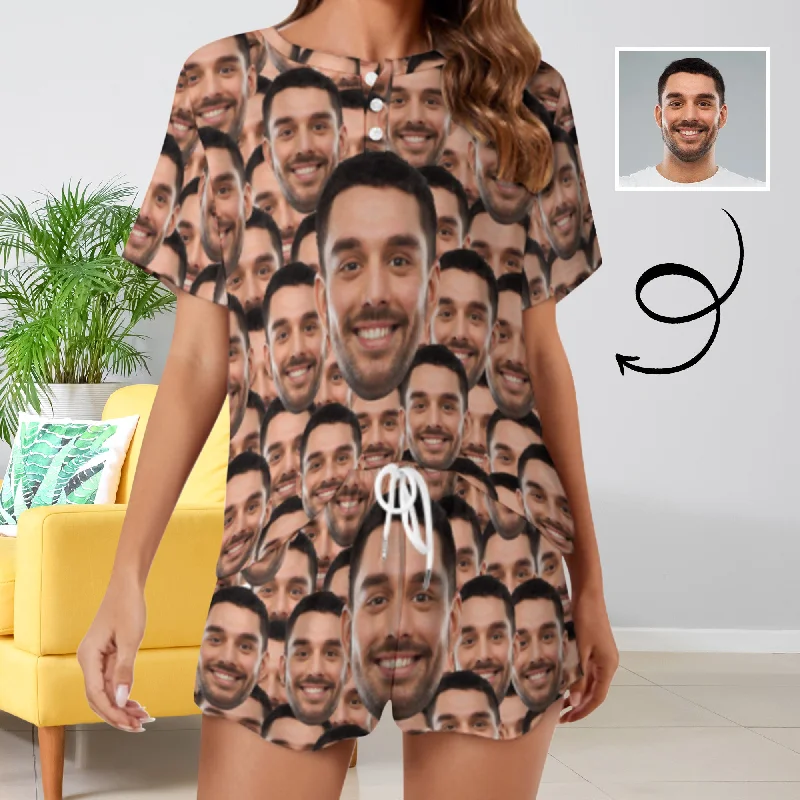 Custom Face Your Lover Print Pajama Set Women's Short Sleeve Top and Shorts Loungewear Athletic Tracksuits Men's pajama sets Custom Face Your Lover Print Pajama Set Women's Short Sleeve Top and Shorts Loungewear Athletic Tracksuits Men's pajama sets