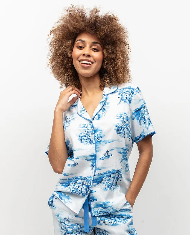 Donna Santorini Print Pyjama Top Three-piece pajama sets