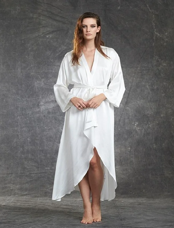 Solid Silk White Tail Gown - Tgwn-Iv Summer pajama sets