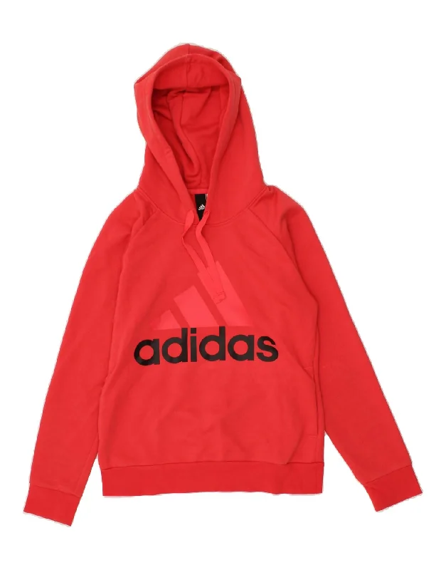 ADIDAS Womens Graphic Hoodie Jumper UK 12 Medium Red Formal sweaters