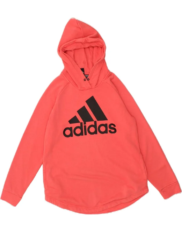ADIDAS Womens Graphic Hoodie Jumper UK 16 /18 Large Pink Cotton Date night sweaters