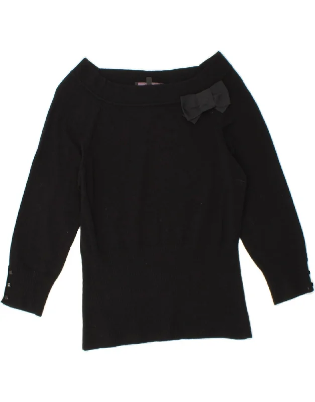 COAST Womens Crop 3/4 Sleeve Boat Neck Jumper Sweater UK 12 Medium Black Best sweaters for cozy nights