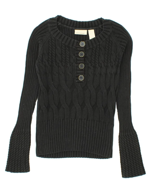 DKNY Womens Boat Neck Jumper Sweater UK 12 Medium Black Cotton Adidas sweaters