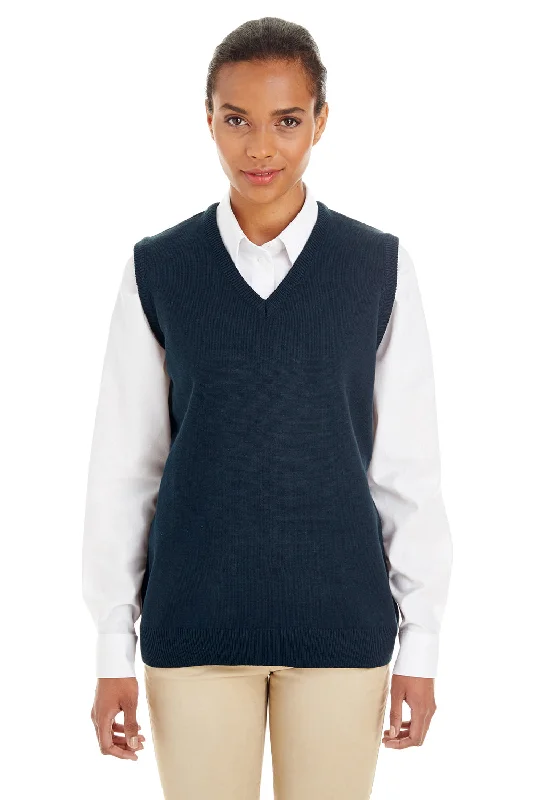 Harriton Womens Pilbloc Pill Resistant V-Neck Sweater Vest - Dark Navy Blue Party sweaters