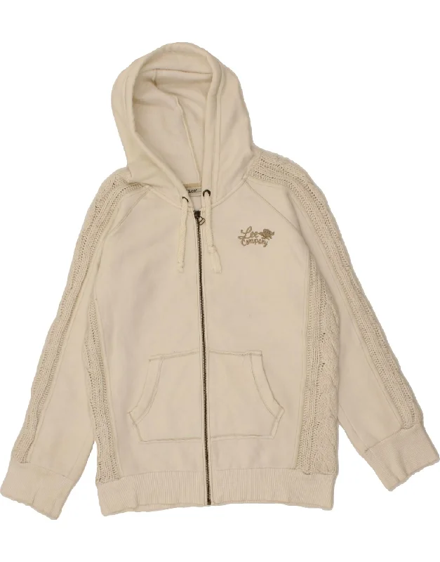 LEE Womens Zip Hoodie Sweater UK 16 Large Off White Cotton Levi's sweaters