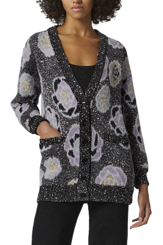 Oversized Sequin Rose Cardigan Thermal sweaters
