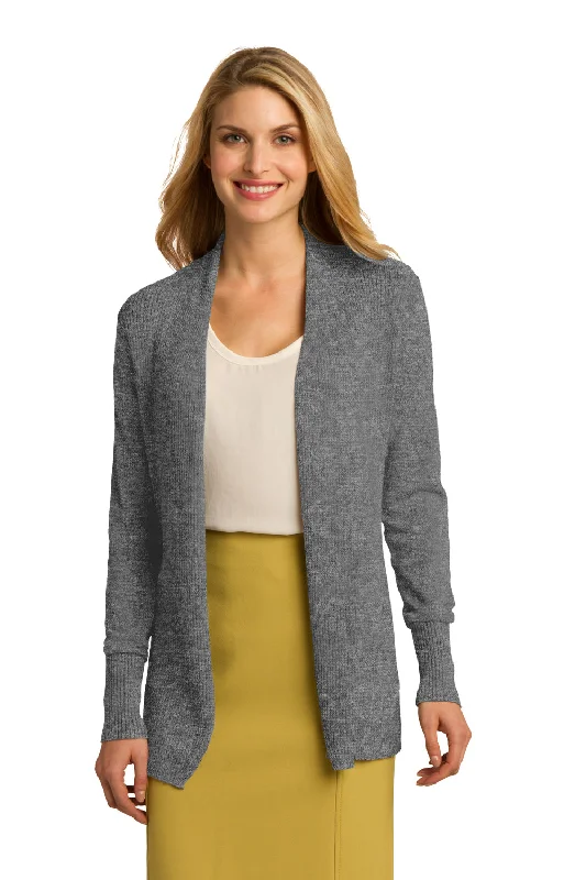 Port Authority Womens Long Sleeve Cardigan Sweater - Heather Medium Grey Formal sweaters Port Authority Womens Long Sleeve Cardigan Sweater - Heather Medium Grey Formal sweaters