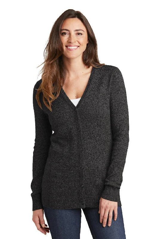 Port Authority Womens Long Sleeve Cardigan Sweater - Black Marl Nike sweaters