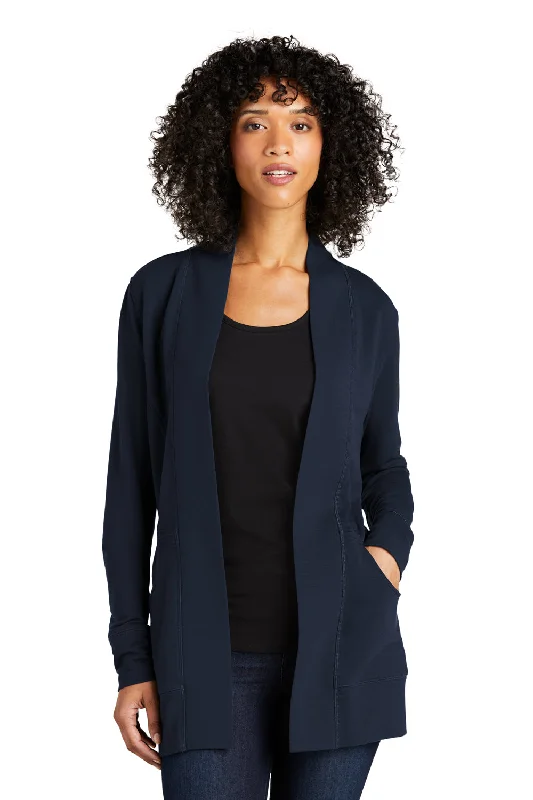 Port Authority Womens Microterry Snag Resistant Long Sleeve Cardigan Sweater - River Navy Blue Elegant sweaters