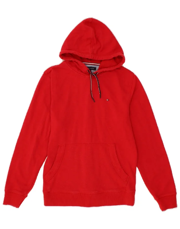 TOMMY HILFIGER Womens Hoodie Jumper UK 14 Medium Red Cotton Best value sweaters