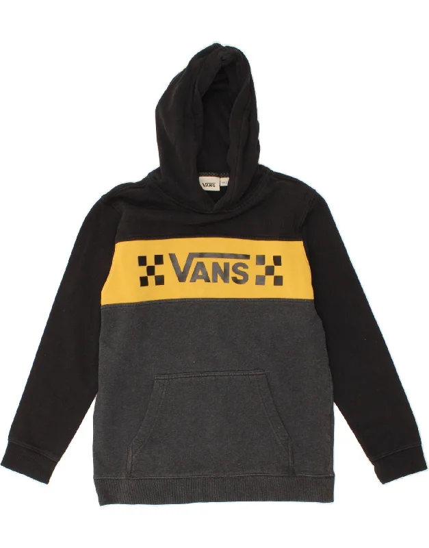 VANS Womens Graphic Hoodie Jumper UK 14 Large Grey Colourblock Cotton Cheap sweaters