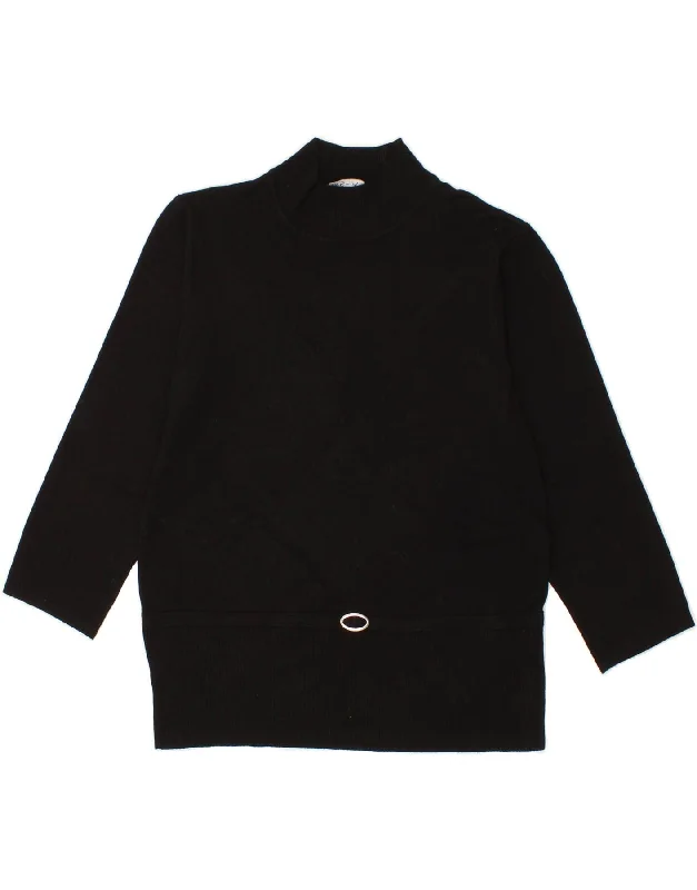 VINTAGE Womens Batwing Turtle Neck Jumper Sweater UK 16 Large  Black Alpaca wool sweaters