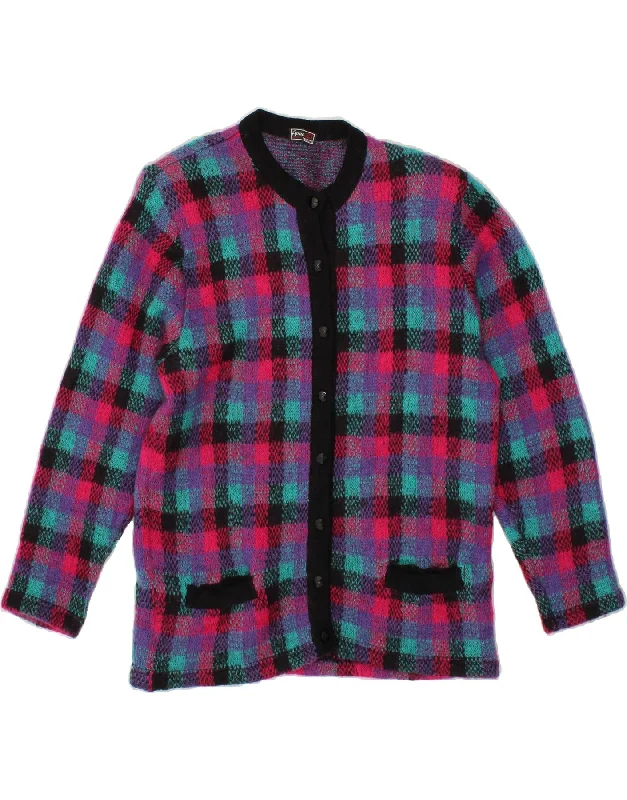 VINTAGE Womens Cardigan Sweater IT 50 XL Multicoloured Check Mohair Gucci sweaters
