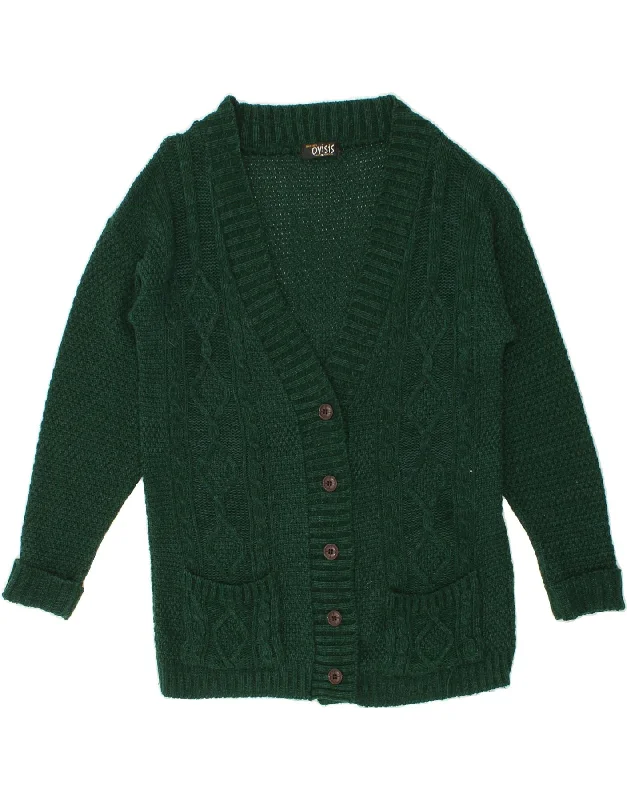 VINTAGE Womens Cardigan Sweater UK 14 Large Green Cotton Party sweaters
