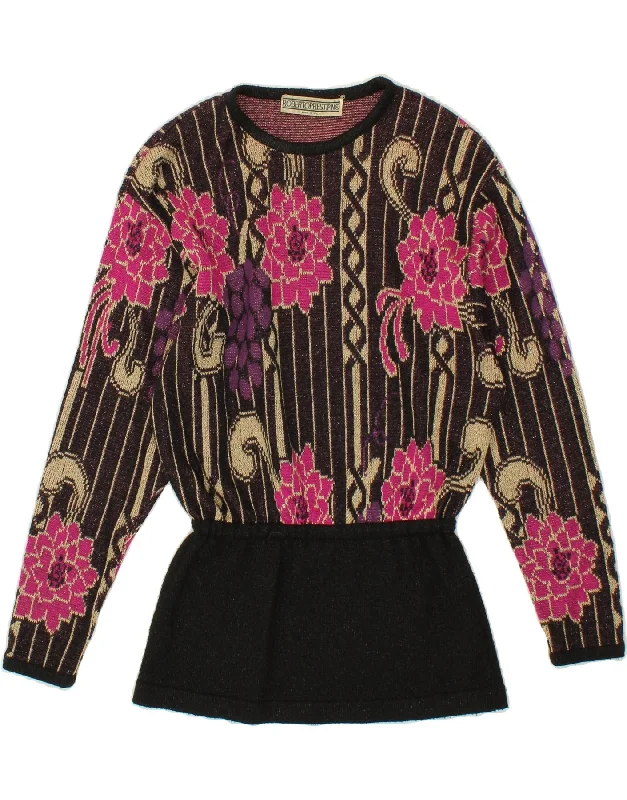 VINTAGE Womens Crew Neck Jumper Sweater IT 44 Medium Multicoloured Floral Acrylic sweaters VINTAGE Womens Crew Neck Jumper Sweater IT 44 Medium Multicoloured Floral Acrylic sweaters