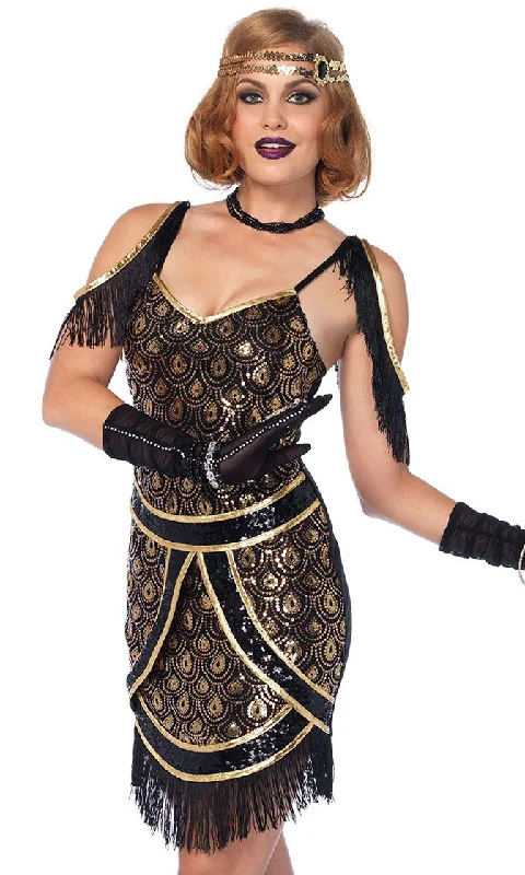 Fierce Flapper <br><span>Black Gold Sequin Fringe Draped Cold Shoulder V Neck Bodycon Mini Dress Halloween Costume</span> Anniversary mini dresses Fierce Flapper <br><span>Black Gold Sequin Fringe Draped Cold Shoulder V Neck Bodycon Mini Dress Halloween Costume</span> Anniversary mini dresses