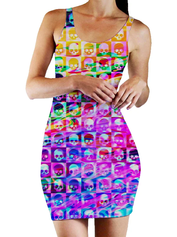 Skull Fam Purple Bodycon Mini Dress Winter mini dresses