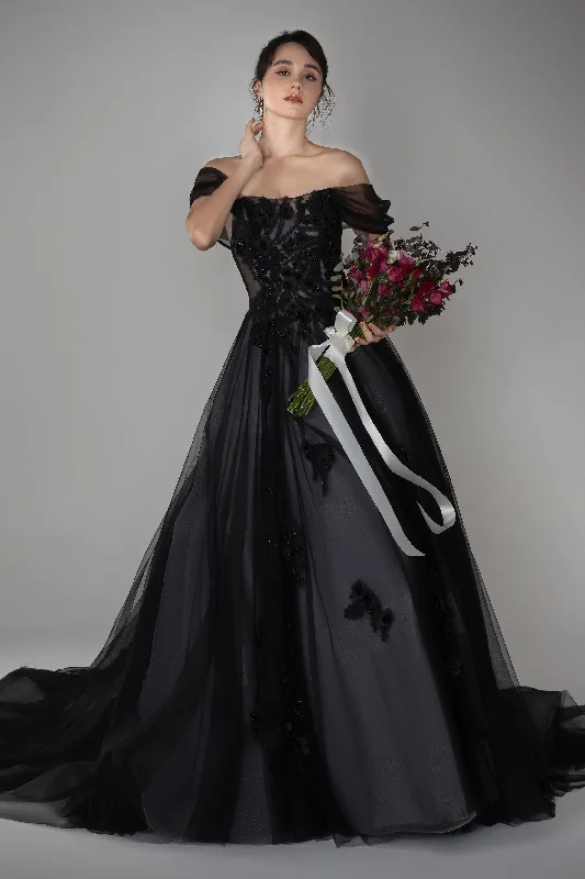 A-Line Court Train Tulle Wedding Dress CW2502 Ruffled Wedding Dress