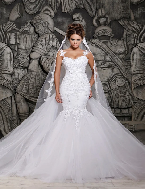 Lace Mermaid Wedding Dress Simple Satin Gown