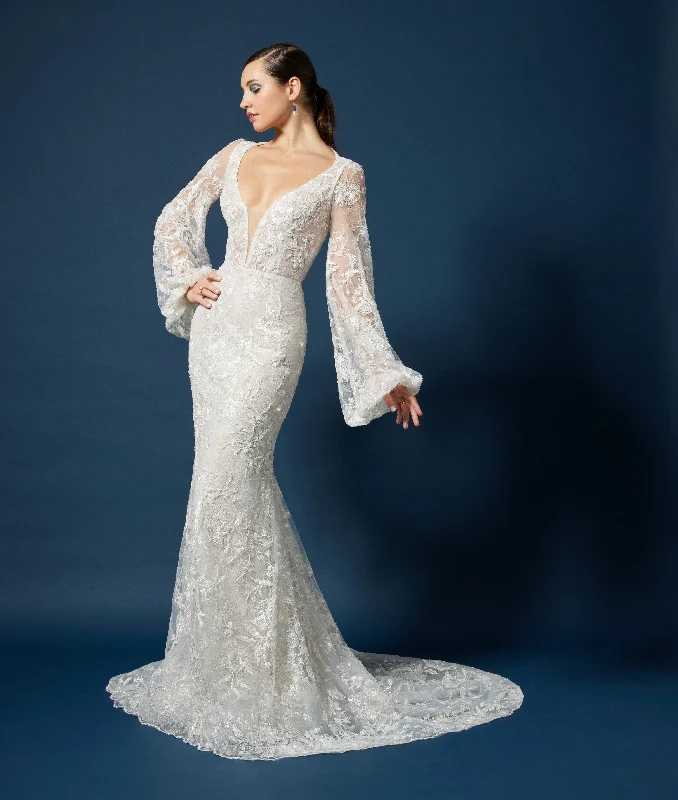 Lazaro Cher 32307 - Size 12 Satin Lace Gown