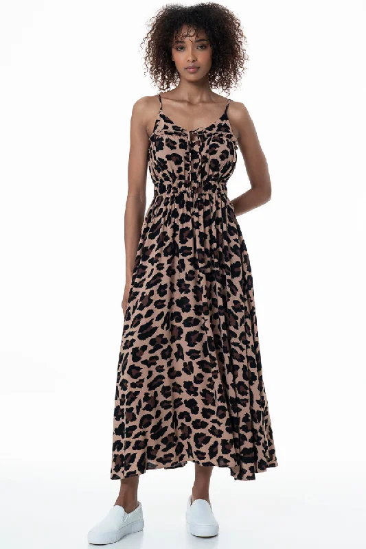 Animal Printed Dress _ 153773 _ Brown Summer midi dresses