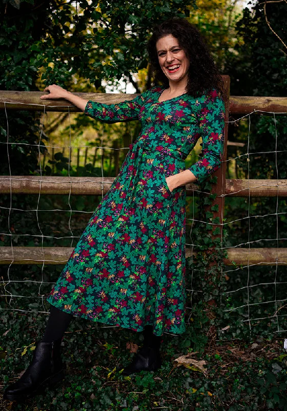Bradley Blackberry & Mouse Print Cotton Midi Dress Preppy midi dresses