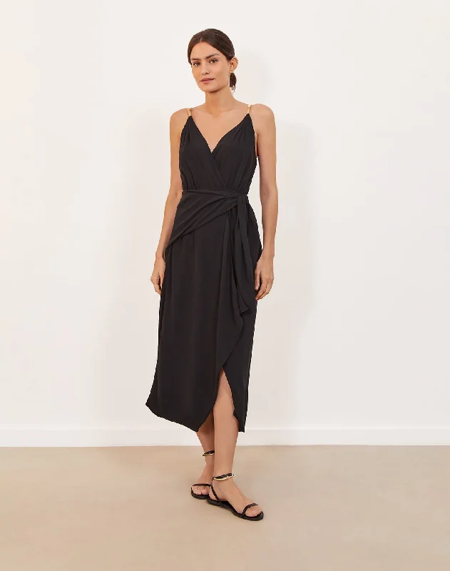 Carly Detail Midi Dress - Black Formal midi dresses