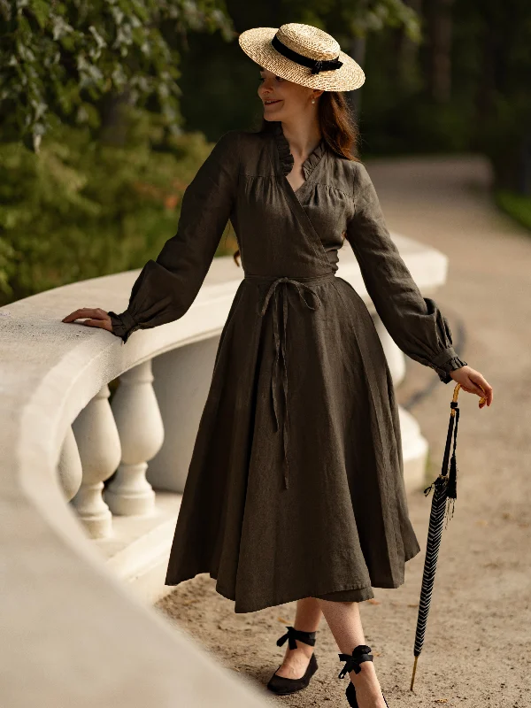 Darcy Dress, Long Sleeve, Pine Green Date night midi dresses