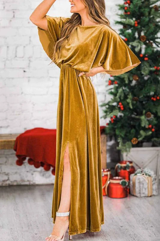 TastyHottie - Velvet Crew Neck High Slit Midi Dress Revolve midi dresses