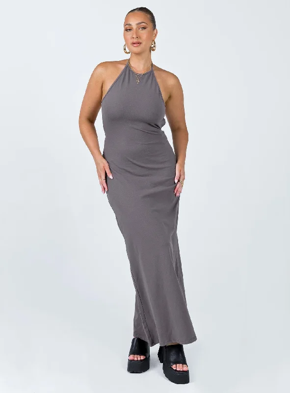 Caterina Maxi Dress Grey Satin maxi dresses