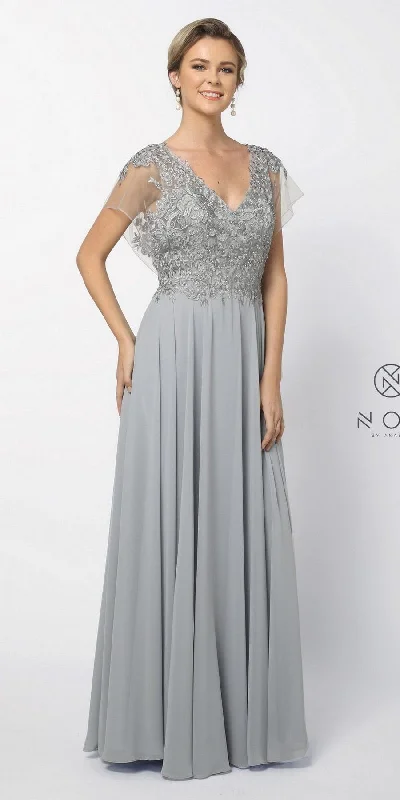 CLEARANCE - Nox Anabel Y526 Long V-Neck Silver Long Dress (Size 2XL) Trendy maxi dresses under $50 CLEARANCE - Nox Anabel Y526 Long V-Neck Silver Long Dress (Size 2XL) Trendy maxi dresses under $50