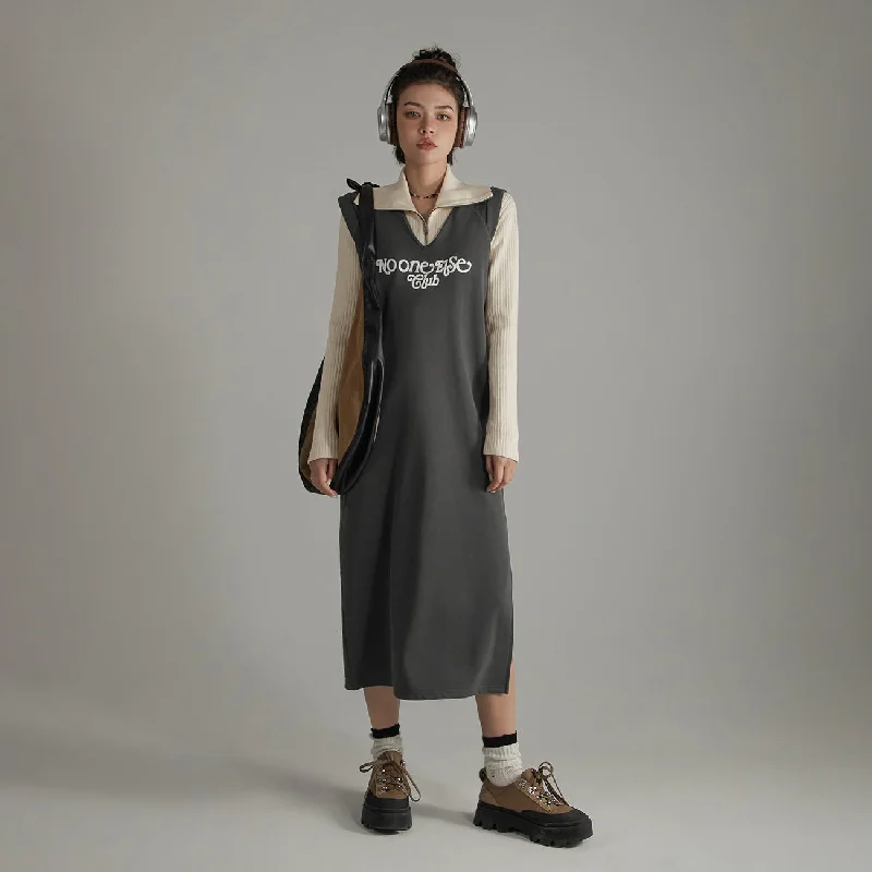 Logo Letter Embroidered Sleeveless Long Dress Summer maxi dresses
