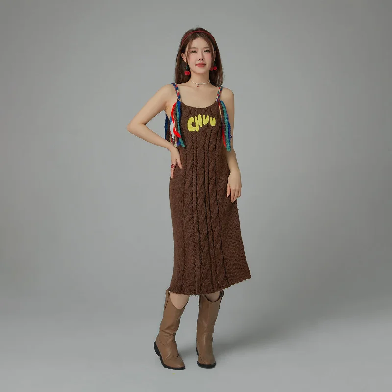 Chuu Baby Ribbed Knit Maxi Dress Silk maxi dresses