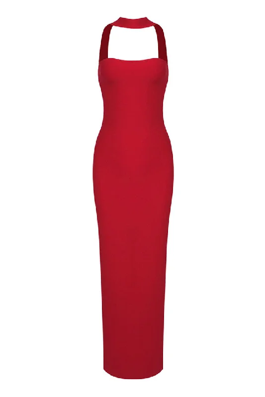 Glamorous Reverse Halter Sheath Bandage Back Split Evening Maxi Dress Best maxi dresses for formal events