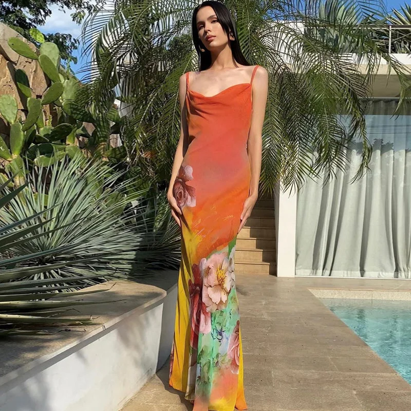 Ibtisam Backless Floral Maxi Dress Best value maxi dresses