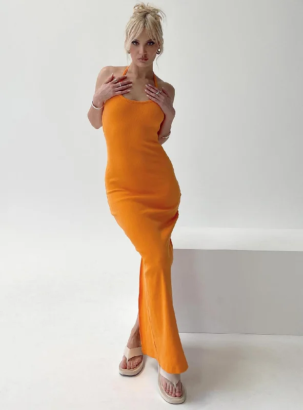 Karyssa Rib Maxi Dress Orange Women's maxi dresses