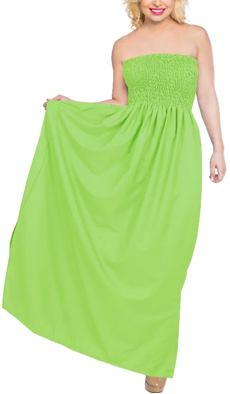 LA LEELA Women's  Swimsuit Long Halter Neck Swimwear Maxi Dress Cover up Beachwear Evening OSFM 0-14 [XS- L] Green_U511 Best maxi dresses for tall women