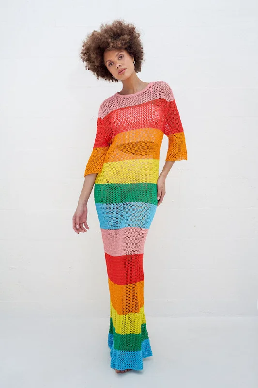Rainbow Crochet Maxi Dress Cute floral print maxi dresses