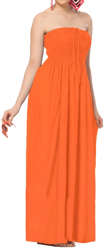 LA LEELA Long Maxi Solid Color Tube Dress For Women Everyday Casual And Chic Outfit Summer Beach Sundress Tiered maxi dresses