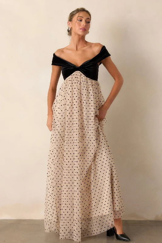 Thank You & Goodbye Light Beige Polka Dot Maxi Dress Zara maxi dresses
