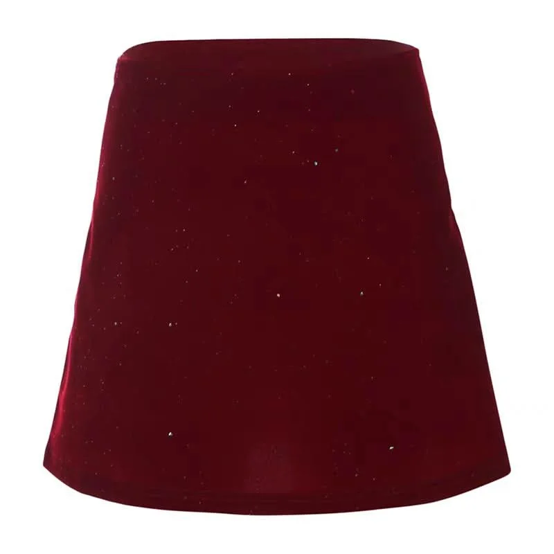 A line glitter solid mini skirt Casual Summer Skirt