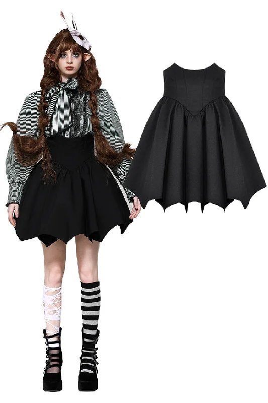 Black minimalist batwing high-waisted a-line skirt KW371 Ruffled Mini Skirt