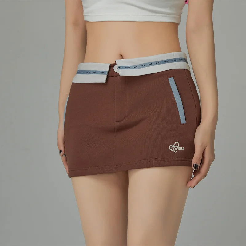 Fold Over Waist Color Mini Skirt Mini Skirt Trendy