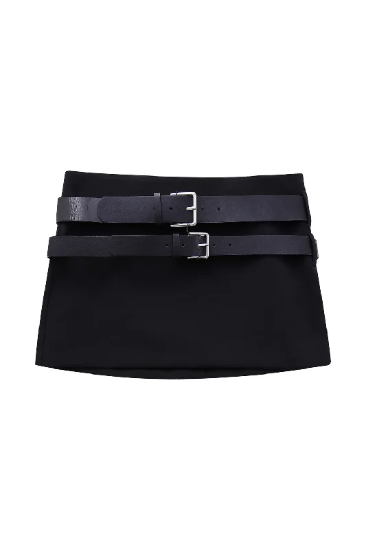 'Nicola' Low Rise Belted Mini Skirt Flirty Mini Skirt