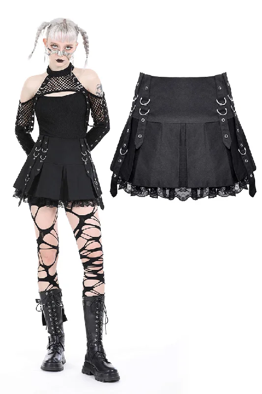 Punk metal pleated mini skirt KW333 Colorblock Mini Skirt