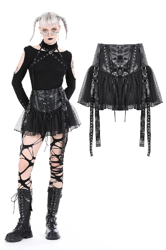 Punk rebel PU mesh mini skirt KW331 Fitted Mini Skirt
