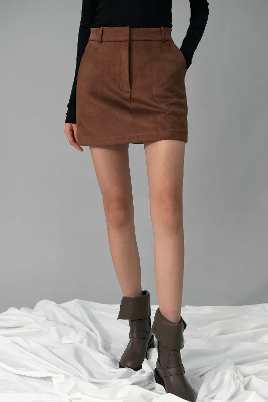 Verna Suede Mini Skirt Polka Dot Skirt