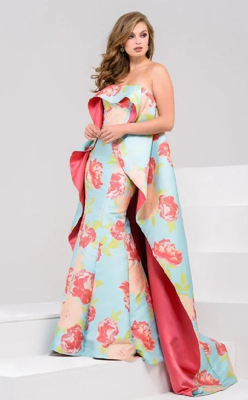Jovani 50970 Strapless Floral Caped Long Gown Street style party dresses
