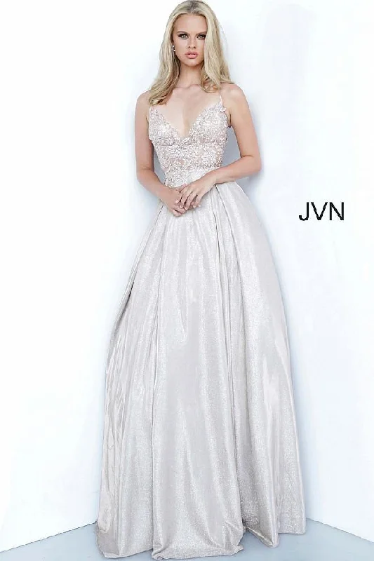 Jovani 2206 Long Spaghetti Strap Prom Ball Gown Cute floral print party dresses